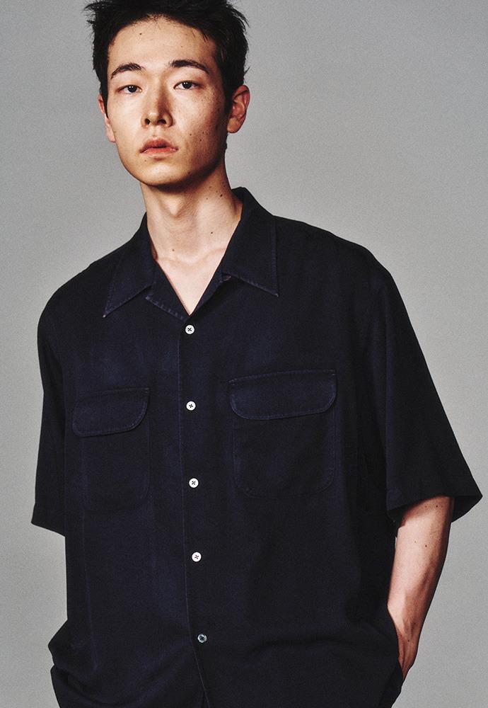 Tencel Two Pocket Half Shirt_Faded Navy