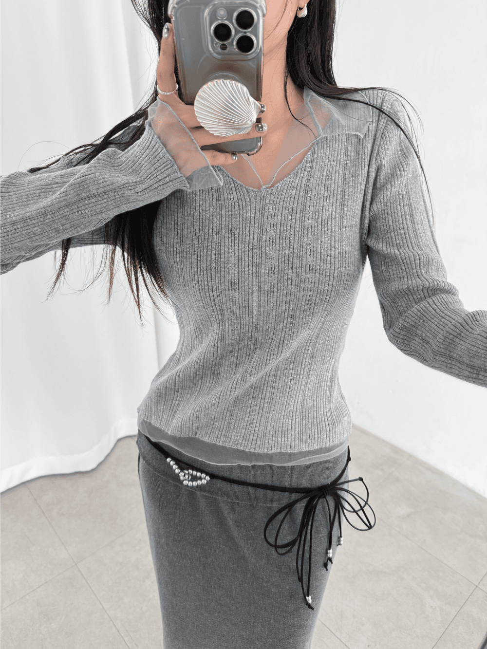 으나카이브 wool 10) sha collar layered knit (3color)