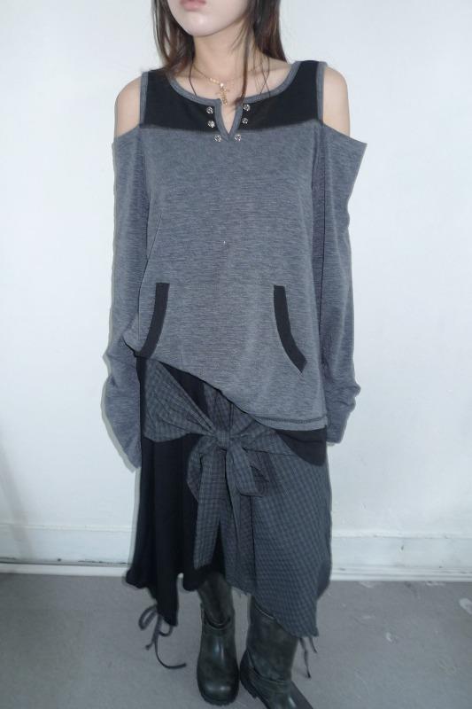 slub shoulder hole tee (2color)