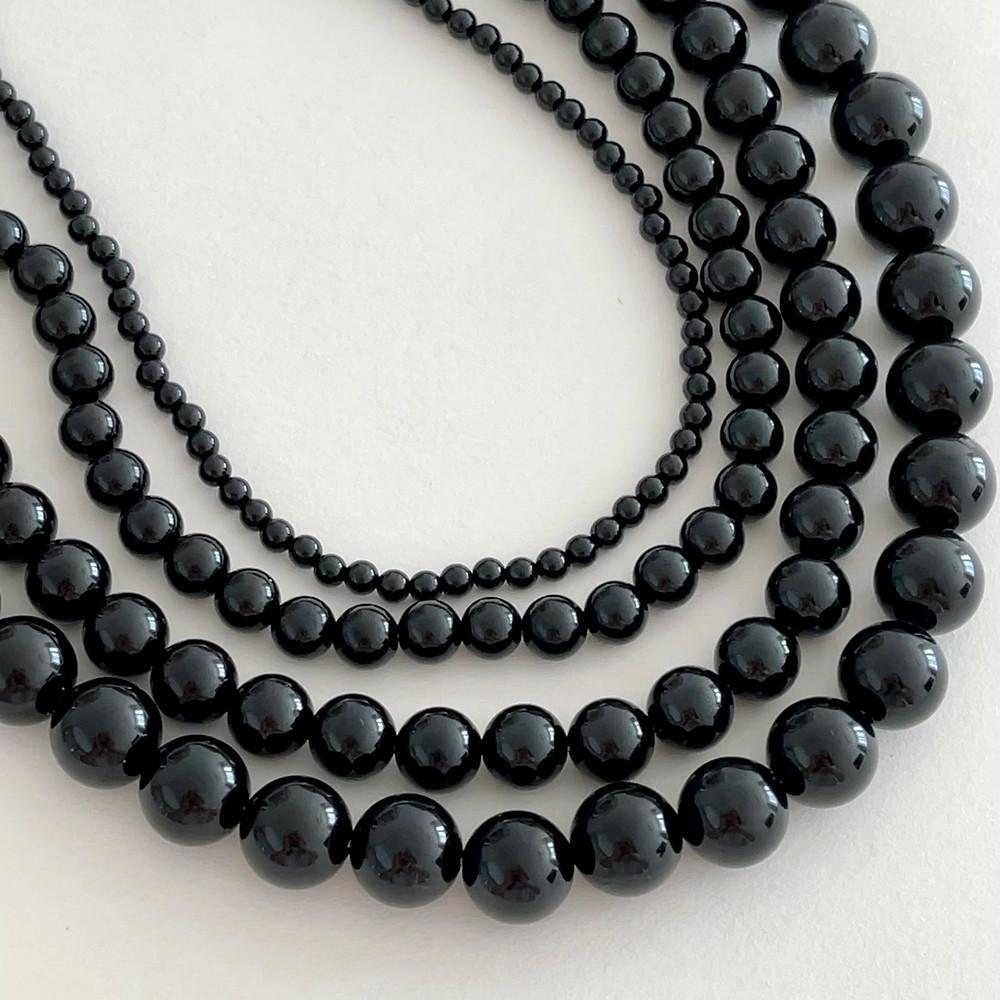 유어로 실버925 오닉스 원석 구슬 볼 목걸이