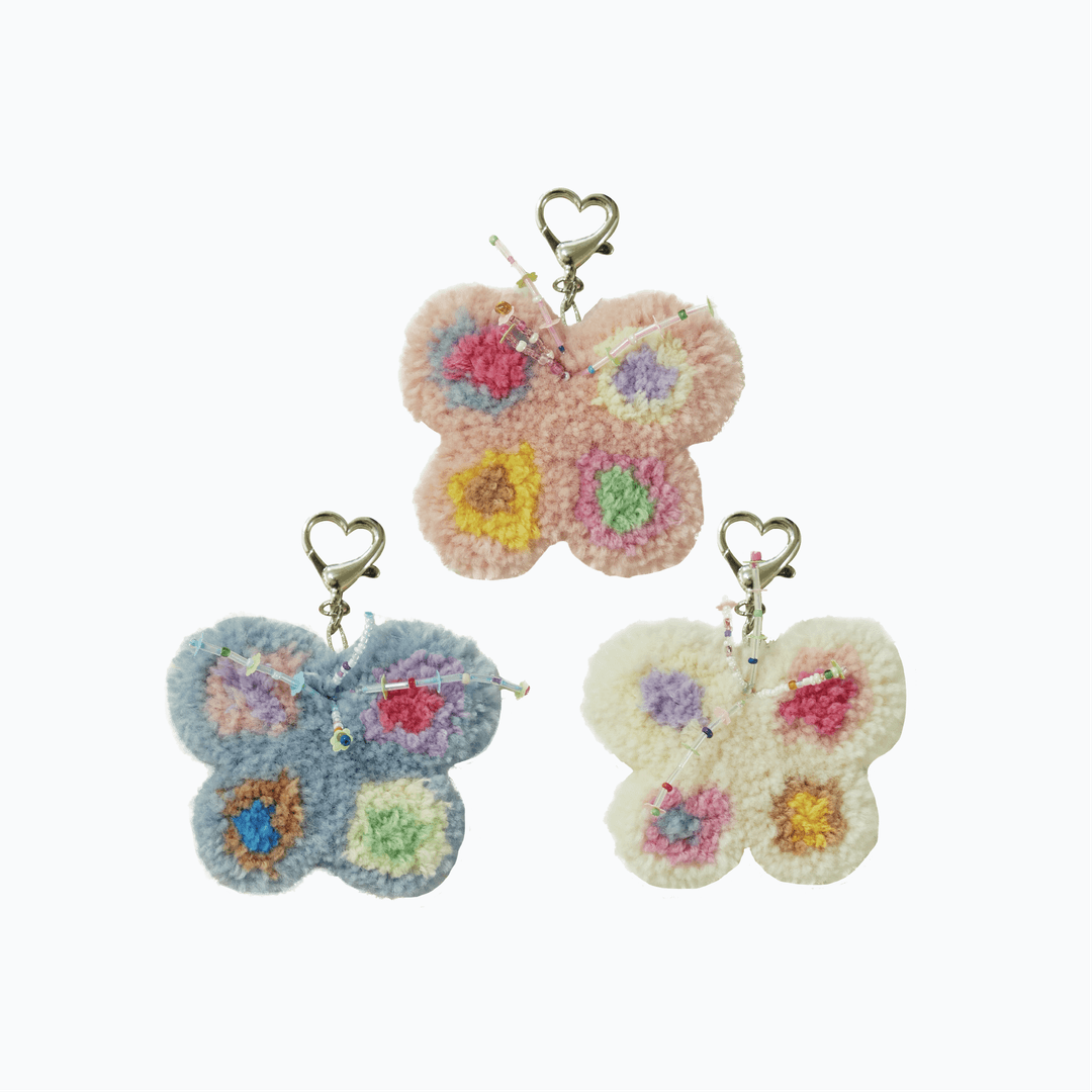 Fluffy Butterfly Keyring - 3 color