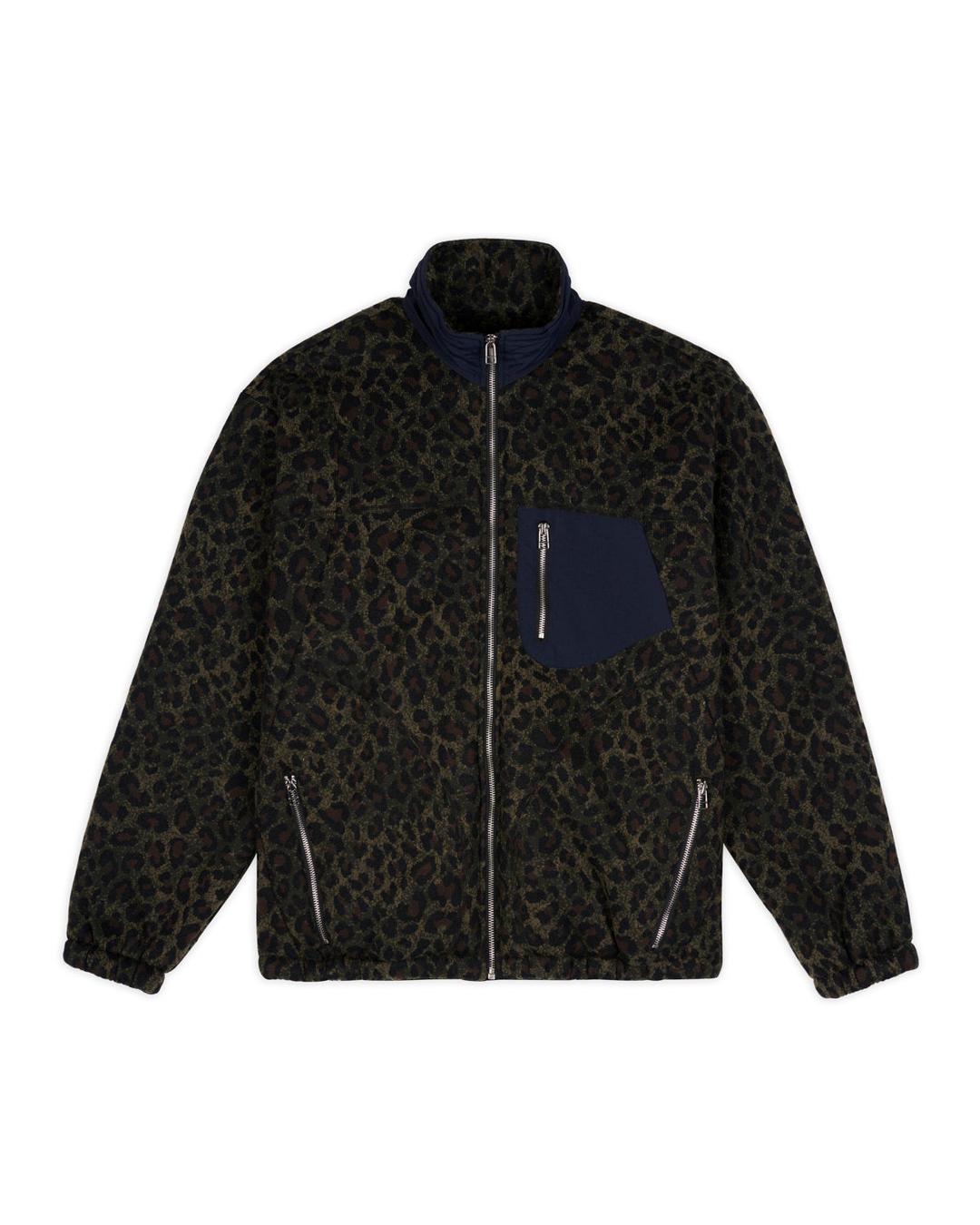 Leopard Reverse Sherpa Jacket - Olive - M