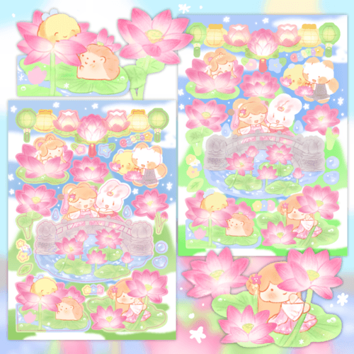 [코튼월드]연꽃 축제 스티커