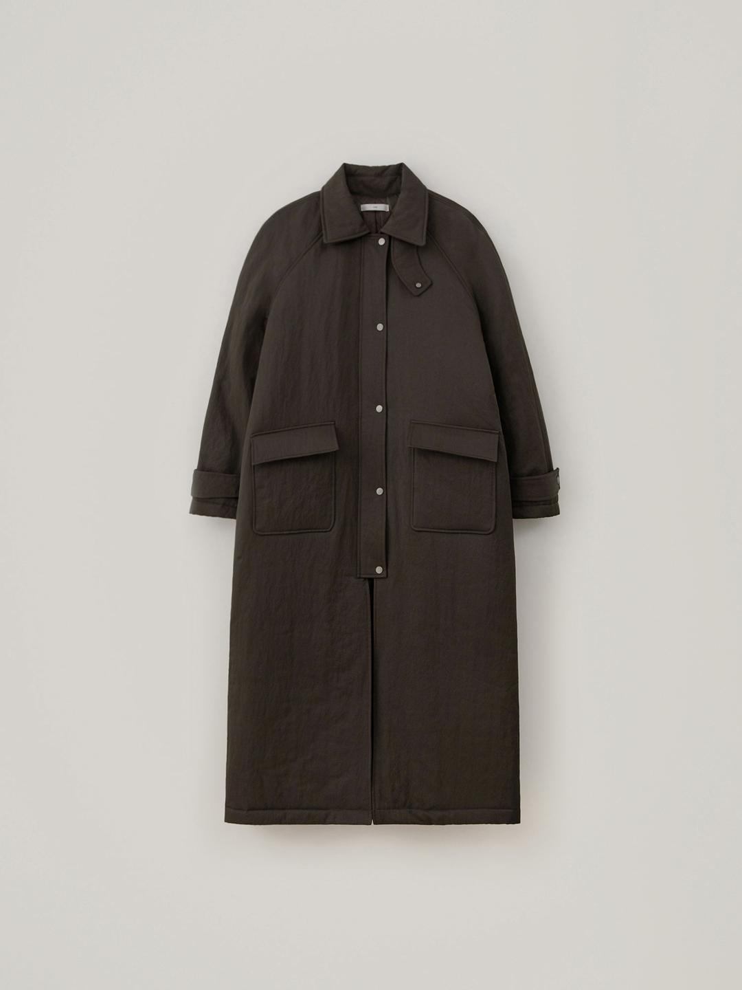 Padded Balmacaan Coat - Dark Brown