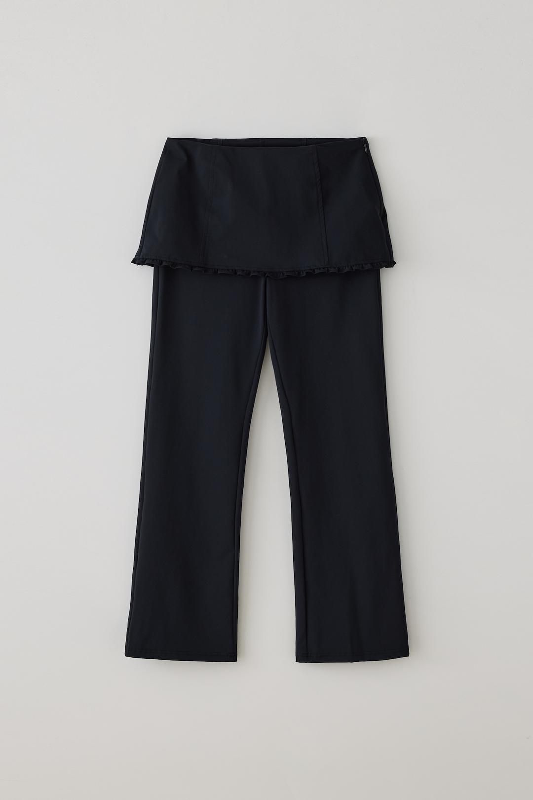 T/T Shirring layered pants (black)