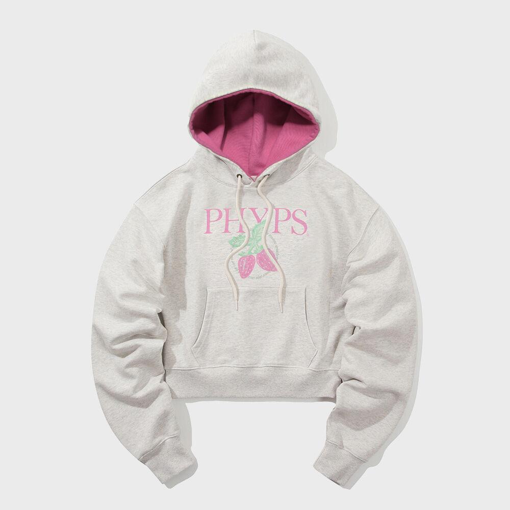 PHYPS WOMENS CROP STRAWBERRY HOODIE OATMEAL