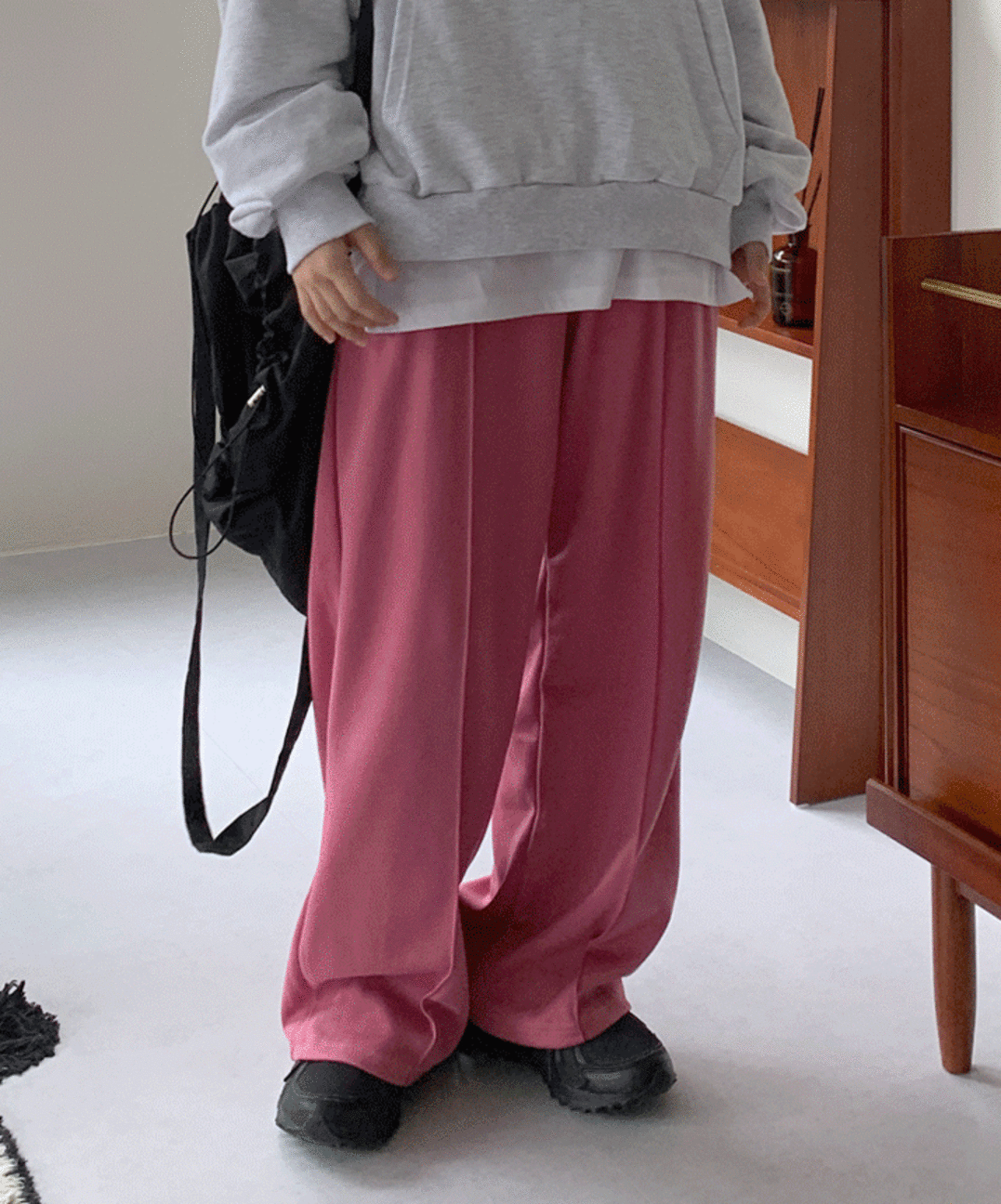 [UNISEX]베리 핀턱와이드 밴딩바지