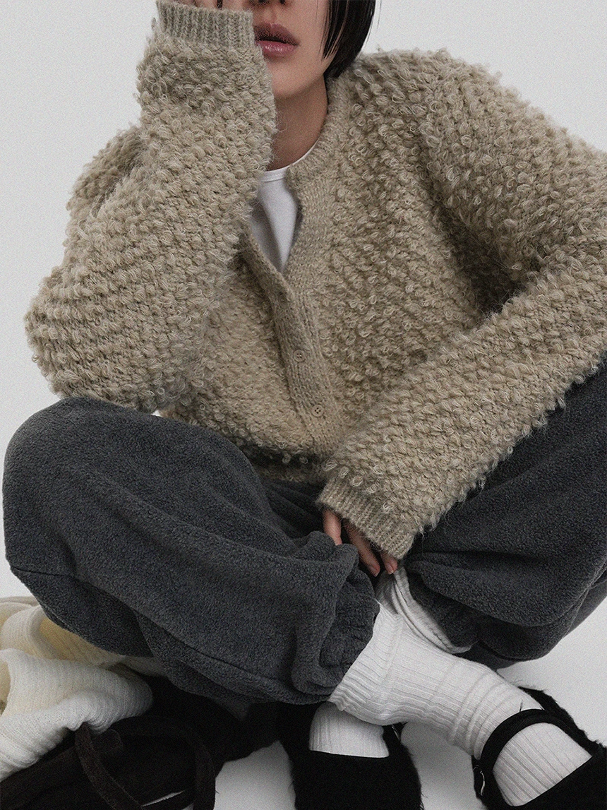 컬리부클가디건