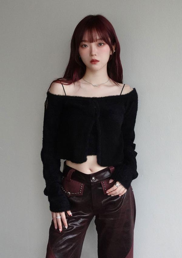 fluffy knit cd set - black