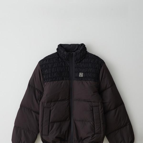 Classic smocking puffer jacket (Dark brown)