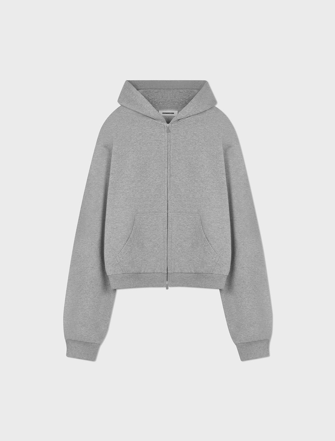 CROPPED ZIP-UP HOODIE GRAY