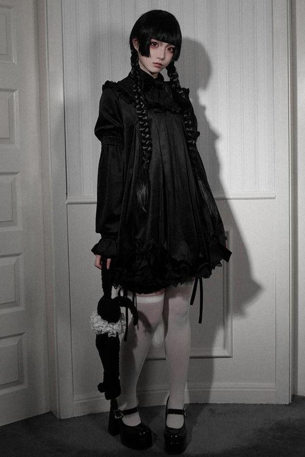 【3月4日予約締切】ヴァレリーダークゴシックブラックベルベットリボンドレスセットアップ