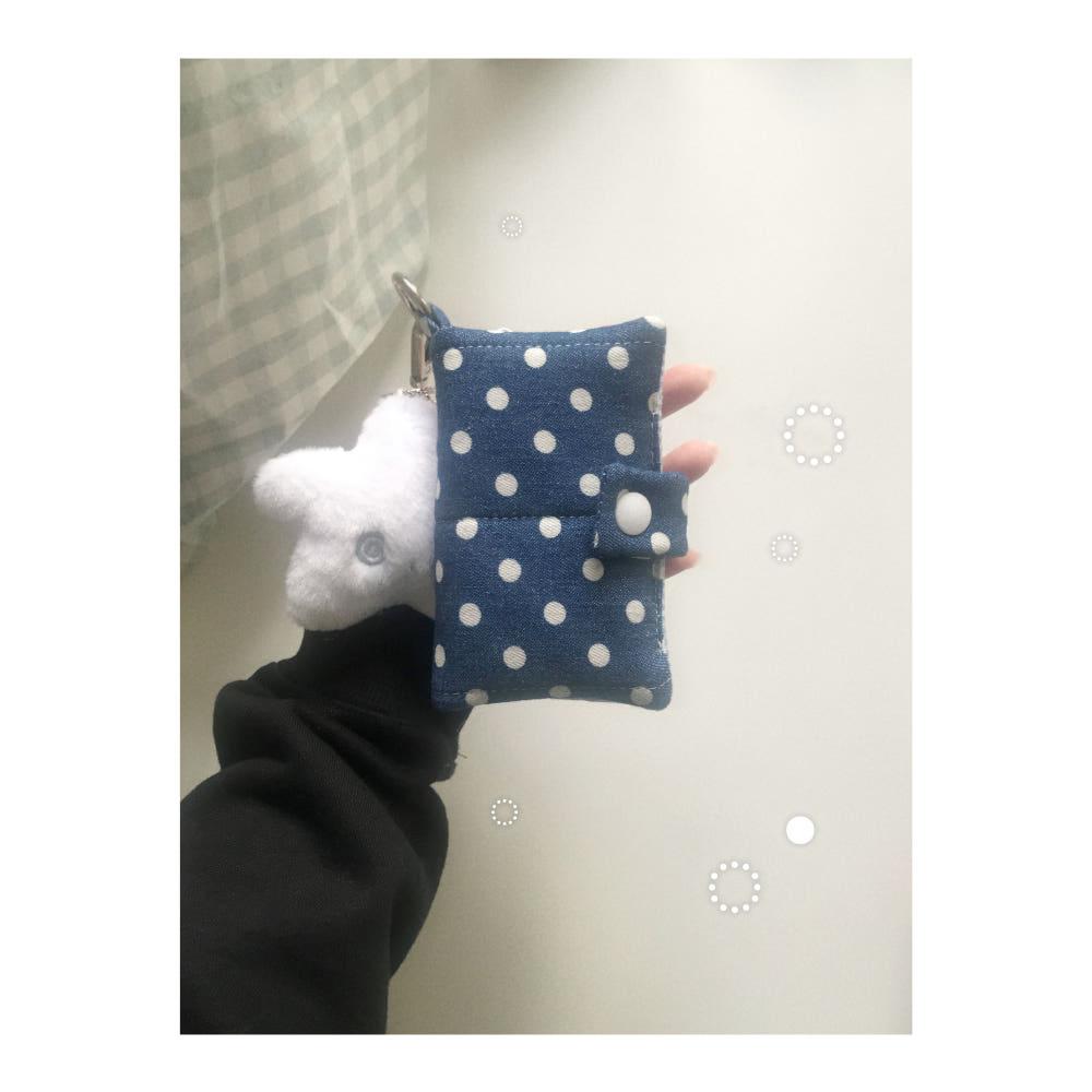[i43] comfy wallet - dot denim 키링 카드지갑