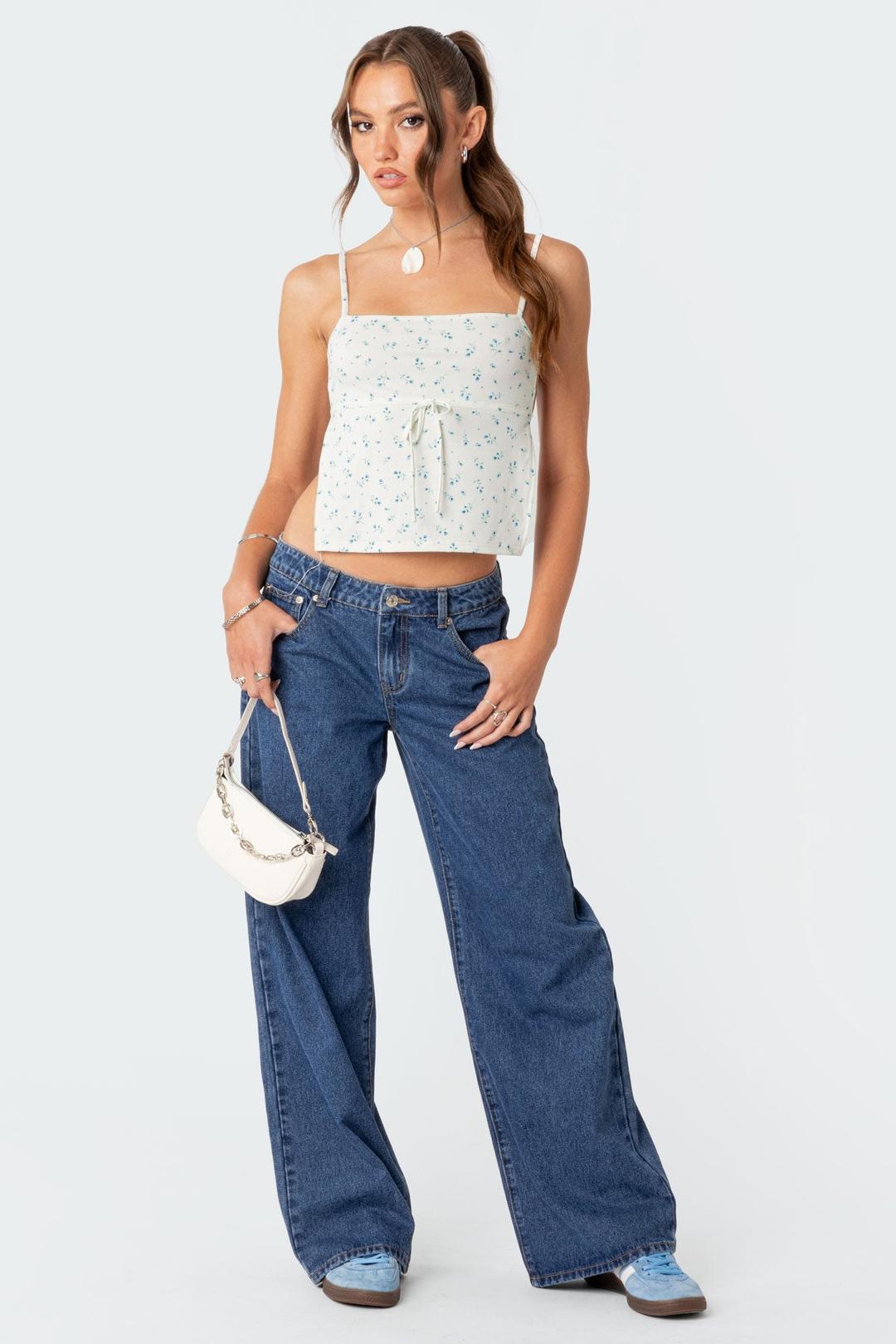 Raelynn Washed Low Rise Jeans - BLUE WASHED / XS