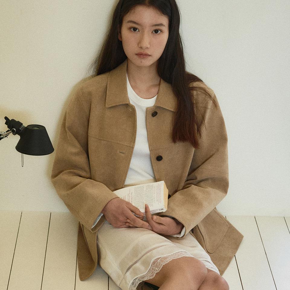 [3차 리오더] suede single half jacket (sand beige)