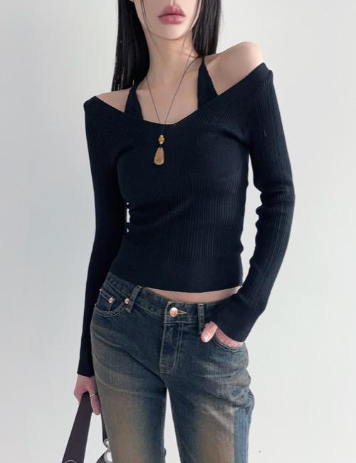 halter layered slim knit