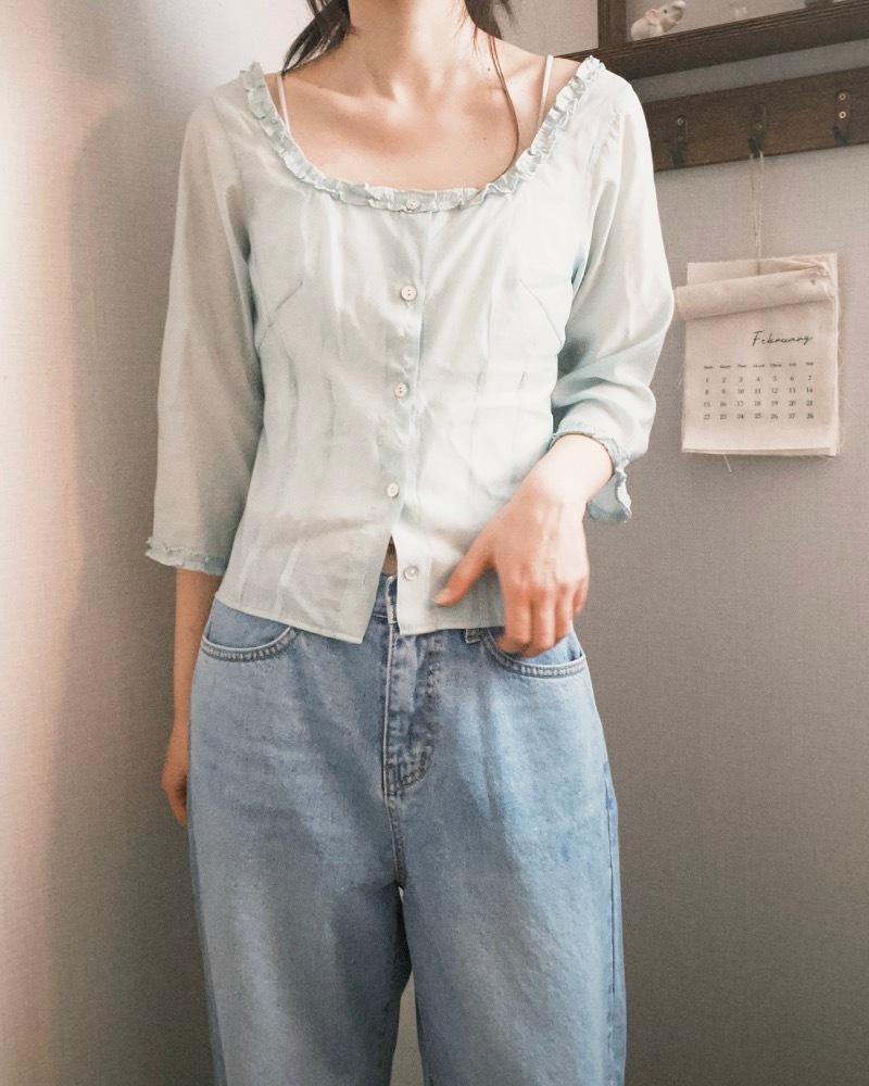 adorable frill blouse (mint)