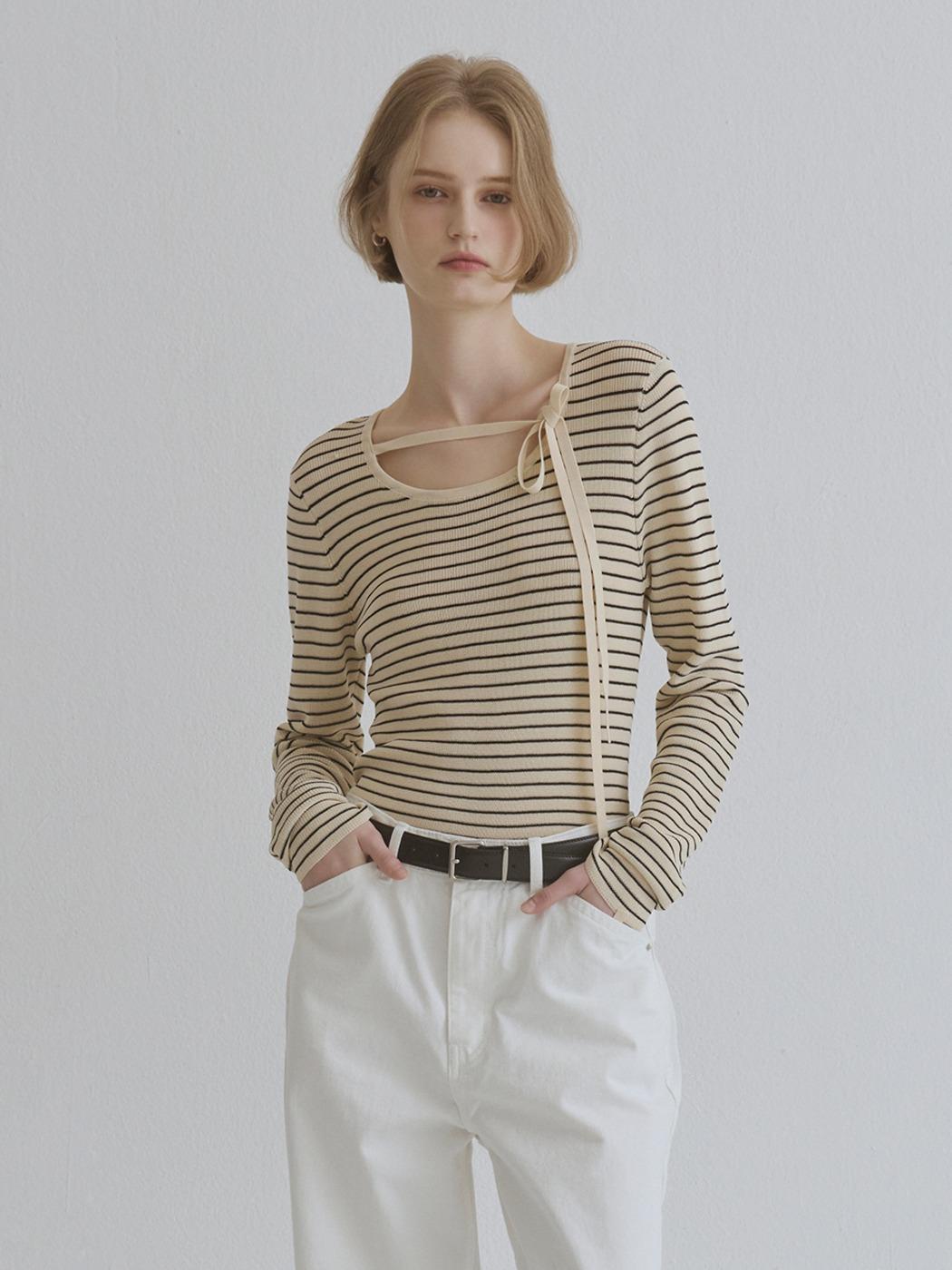 U-Neck Stripe Knit (2color)