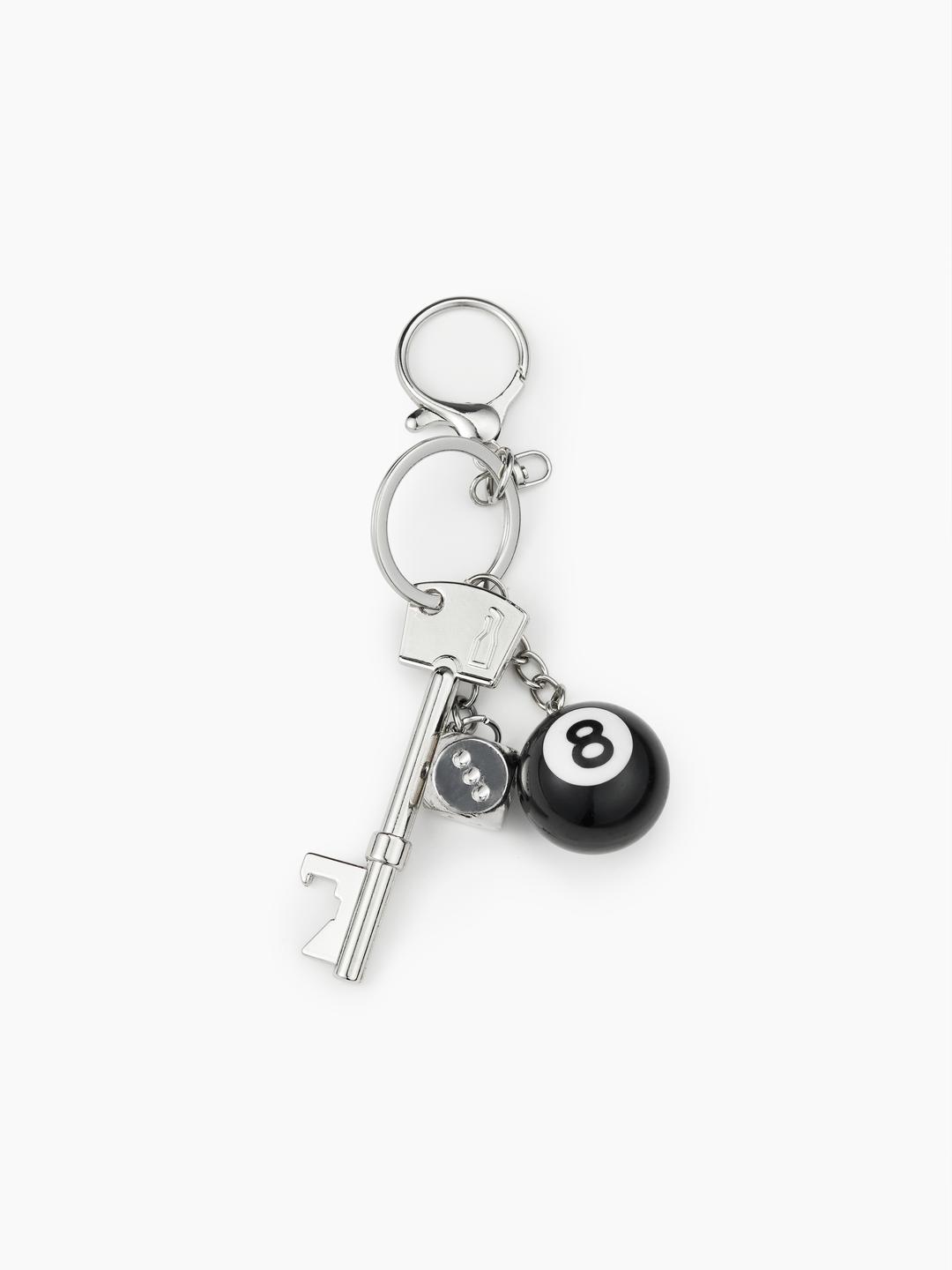 8 BALL & KEY & DICE KEYCHAIN