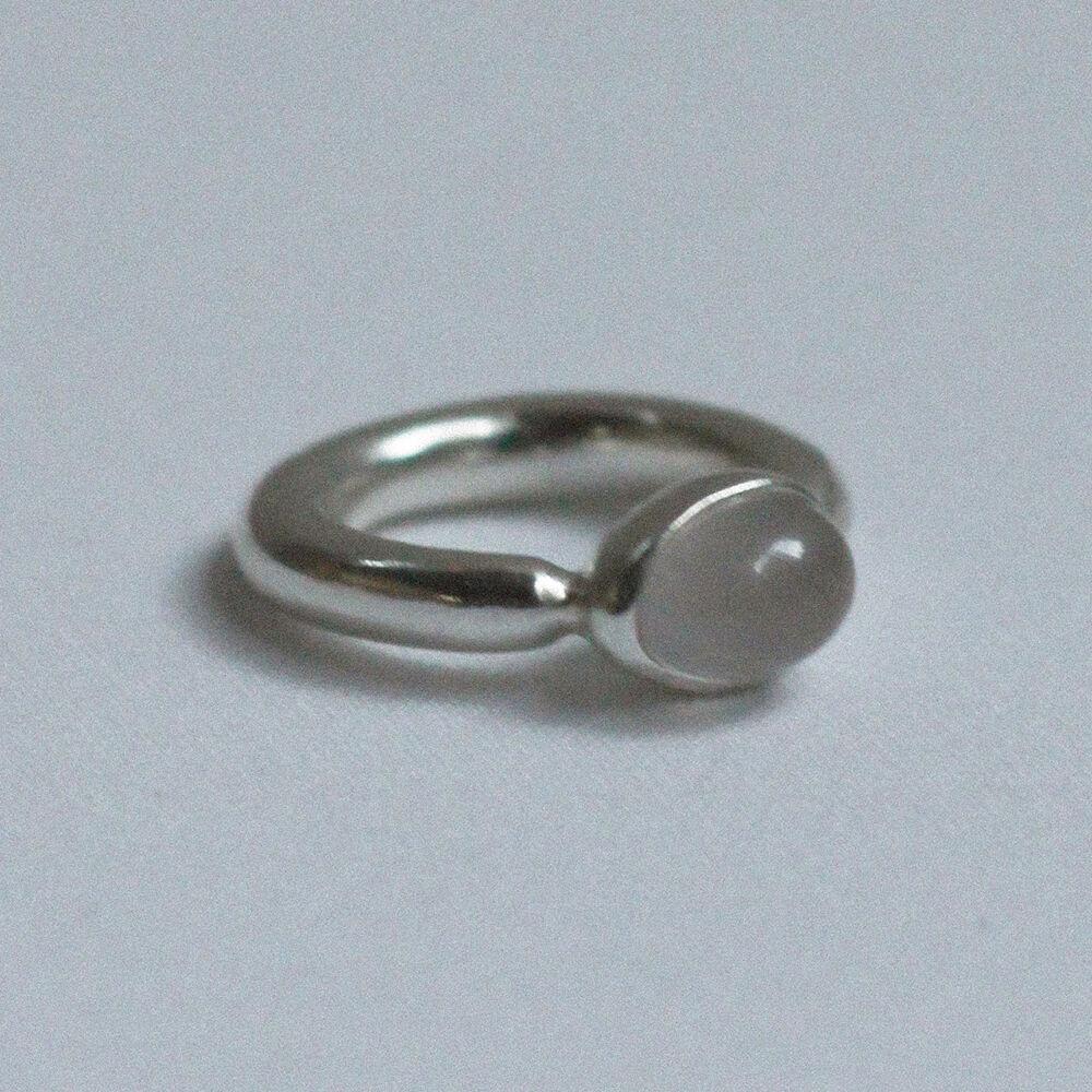 Sterling Egg and Stone Ring