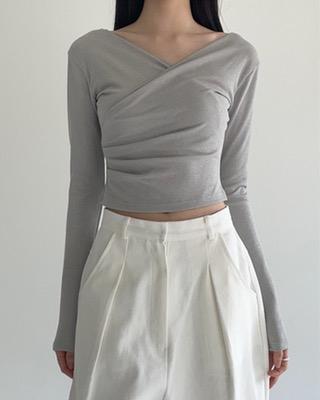 glossy wrap tee (2color)