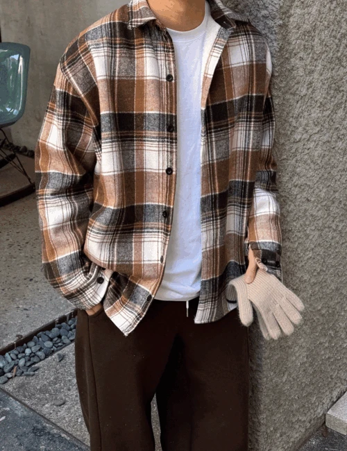 페어 양털 모직 체크남방 (6color)