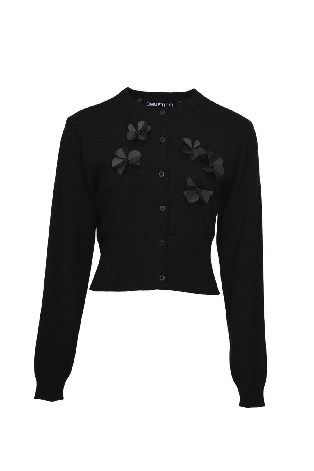 플라워 비즈 장식 니트 가디건