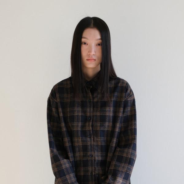 Wool Check Shirt (Navy)