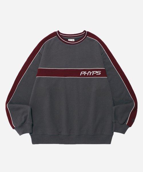 PHYPS® PIPING COLOR BLOCK CREWNECK RED CHARCOAL