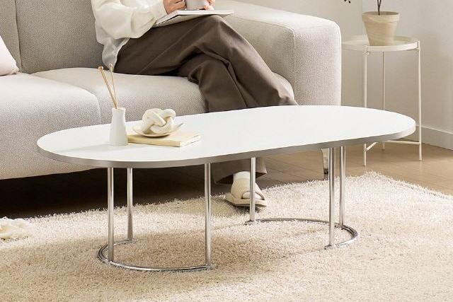 쿠폰가 70,205원 플레인 타원형 소파 거실테이블 1200