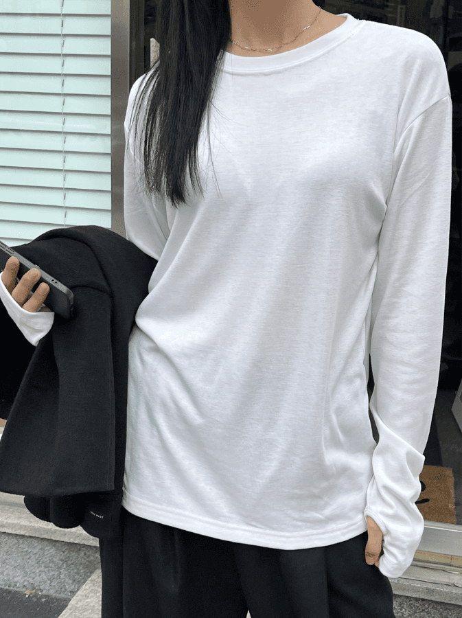 셔닐 핸드 워머 긴팔 티(기모)