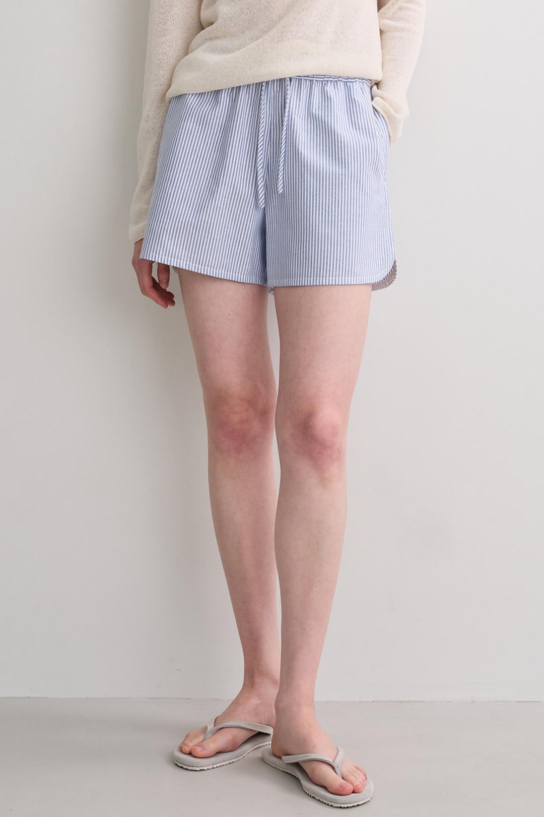 cotton banding shorts (blue stripe)