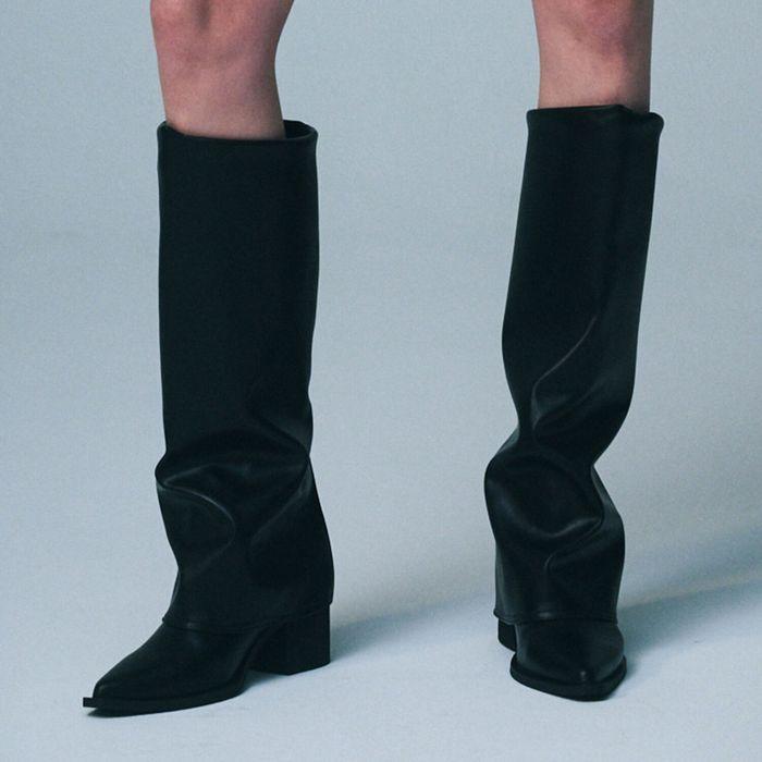 [원진아 착용] 스틸레토 링클 커버 롱부츠 412448007 (7cm/2colors)