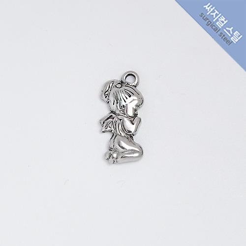 [PART-1910] 써지컬스틸  기도하는소녀 팬던트 약 9x20mm 팬던트 [1개] 스테인레스 악세서리부자재
