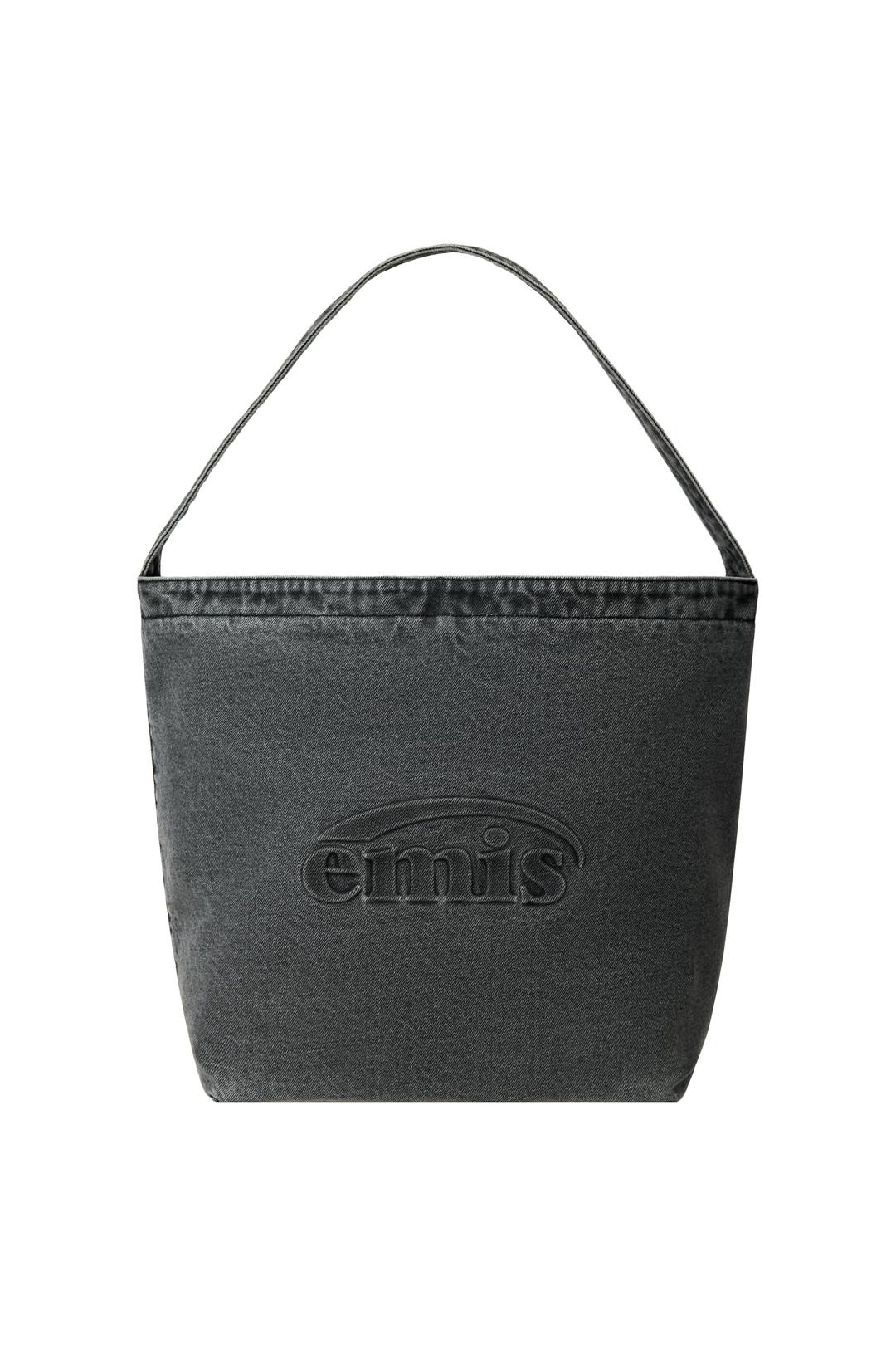 LOGO EMBOSSED DENIM SHOULDER BAG-GRAY DENIM