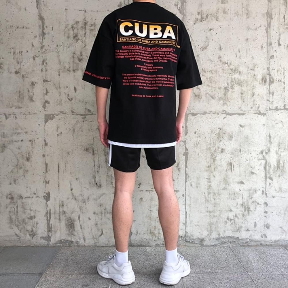 CUBA 쿠바 반팔 티셔츠 여름 오버핏 검정 흰색 회색