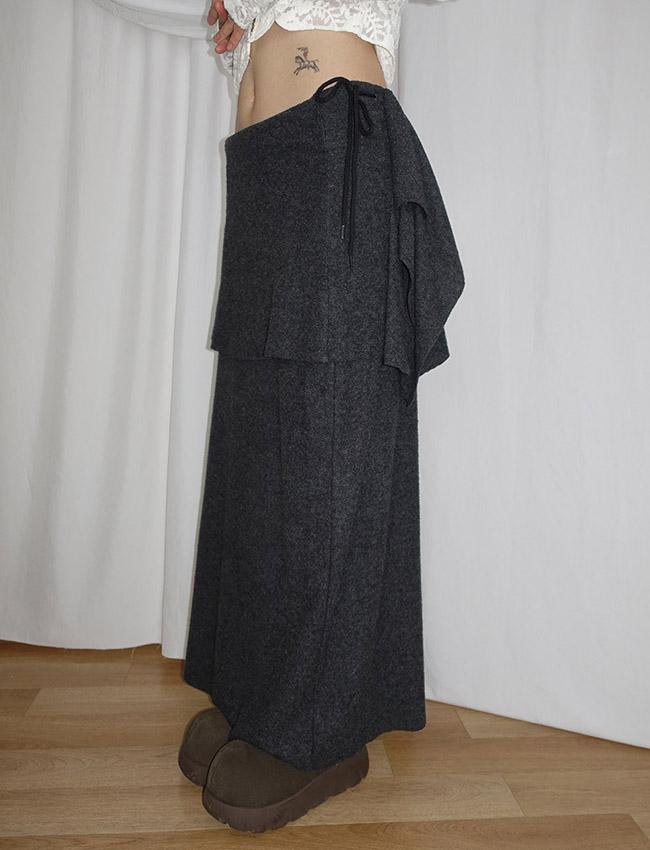 더에펠 플랫 소프트 레이어드 롱스커트 (2color)