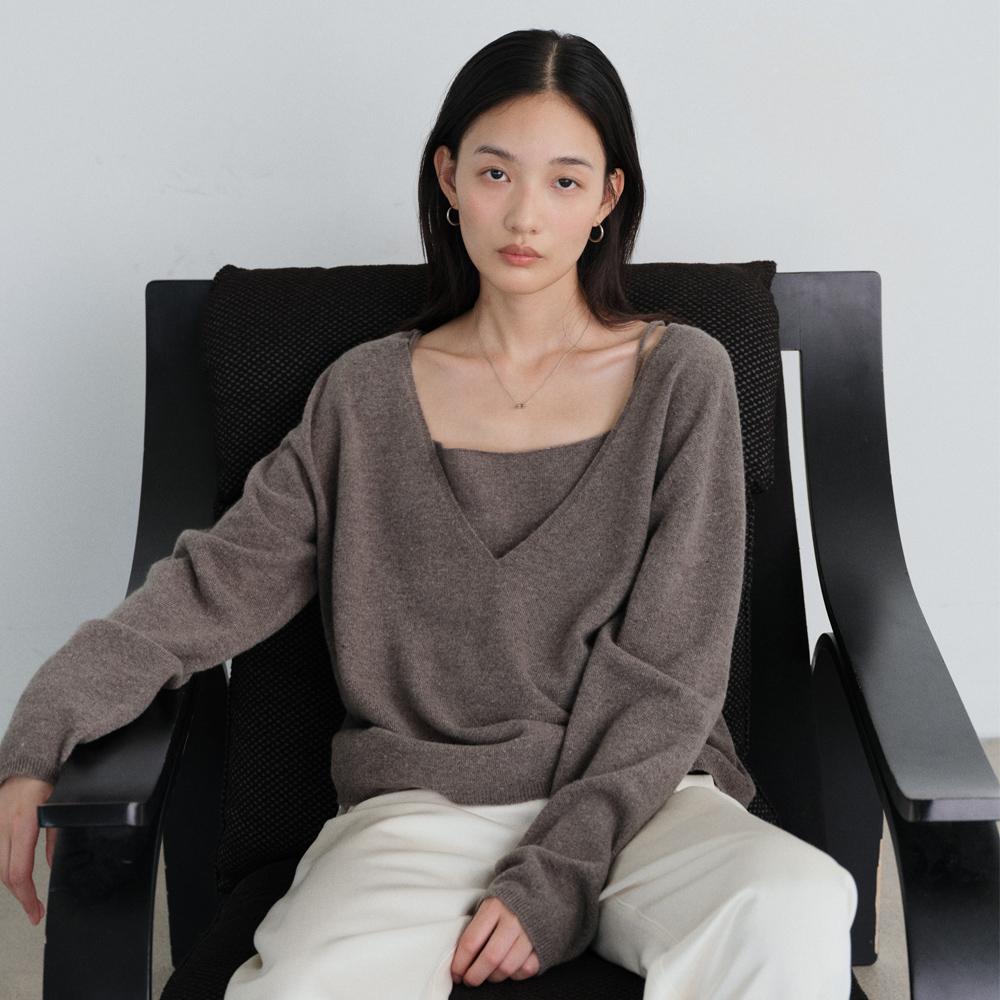 Yak wool V-neck knit_3colors