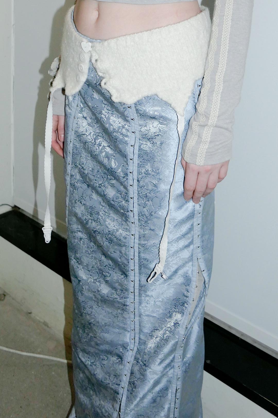 Jacquard Layered Skirt Blue