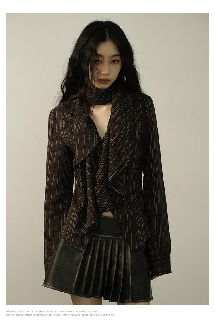 Lvetong Striped scarf shirt