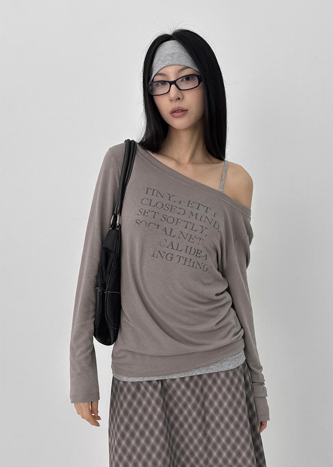 블랙업 [8천장판매] 소완 시스루 오프숄더 긴팔티