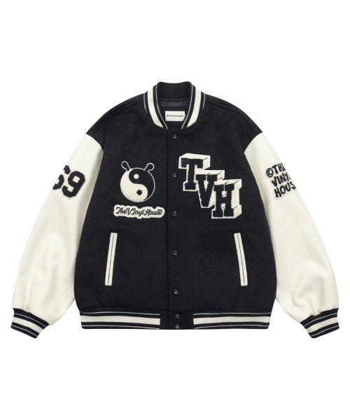 YIN YANG VARSITY JACKET NAVY