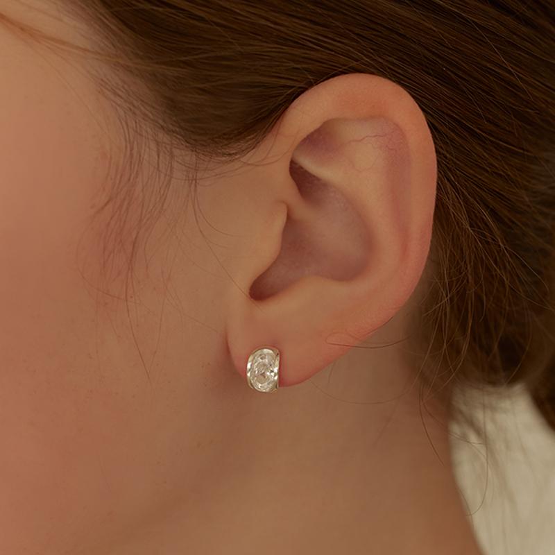 [6mm+10mm 진주귀걸이 증정] 오벌 클리어 후프링 귀걸이