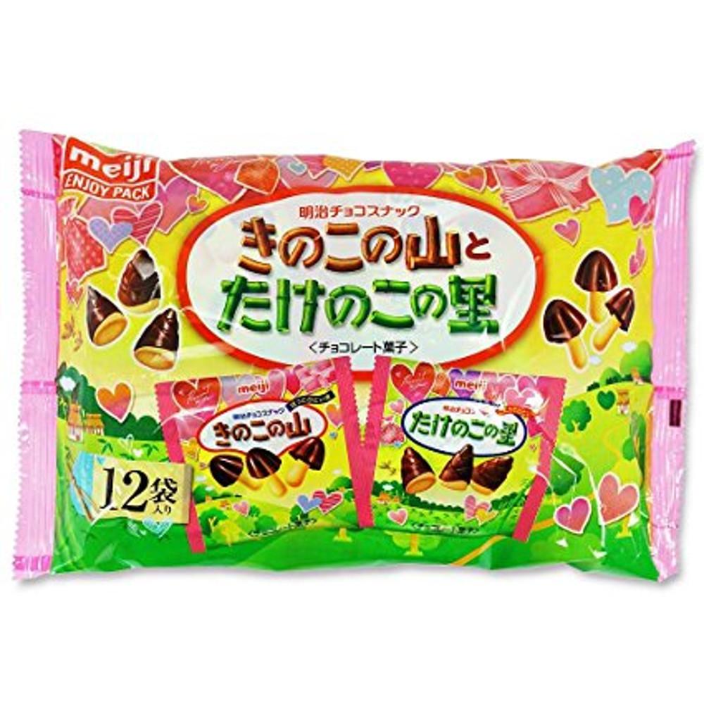 메이지 버섯산과 죽순마을 세트 12매입 키노코노야마 타케노코노사토 초콜릿 일본과자