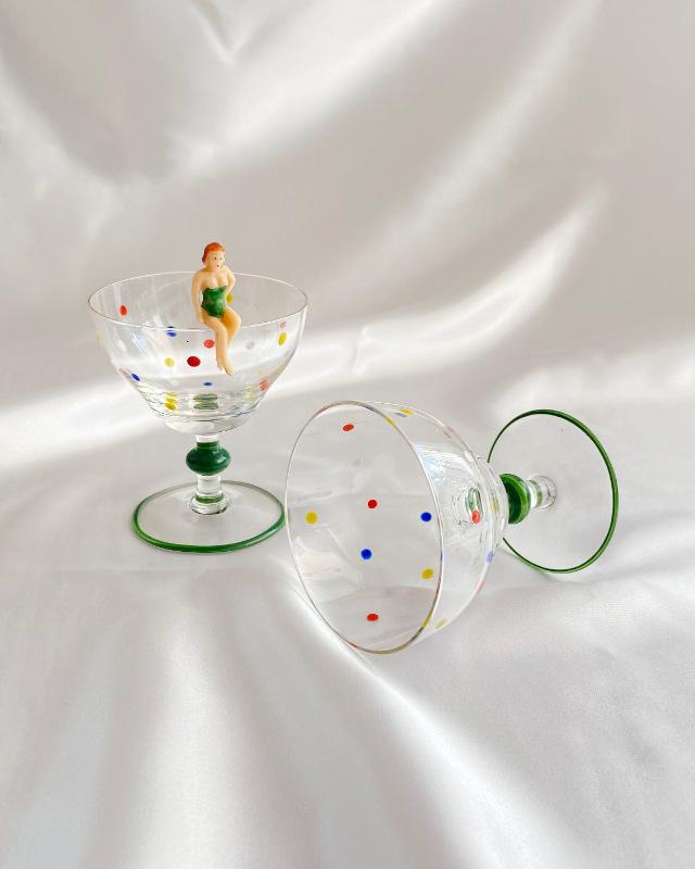 Hand-painted polka dot glasses 2pcs