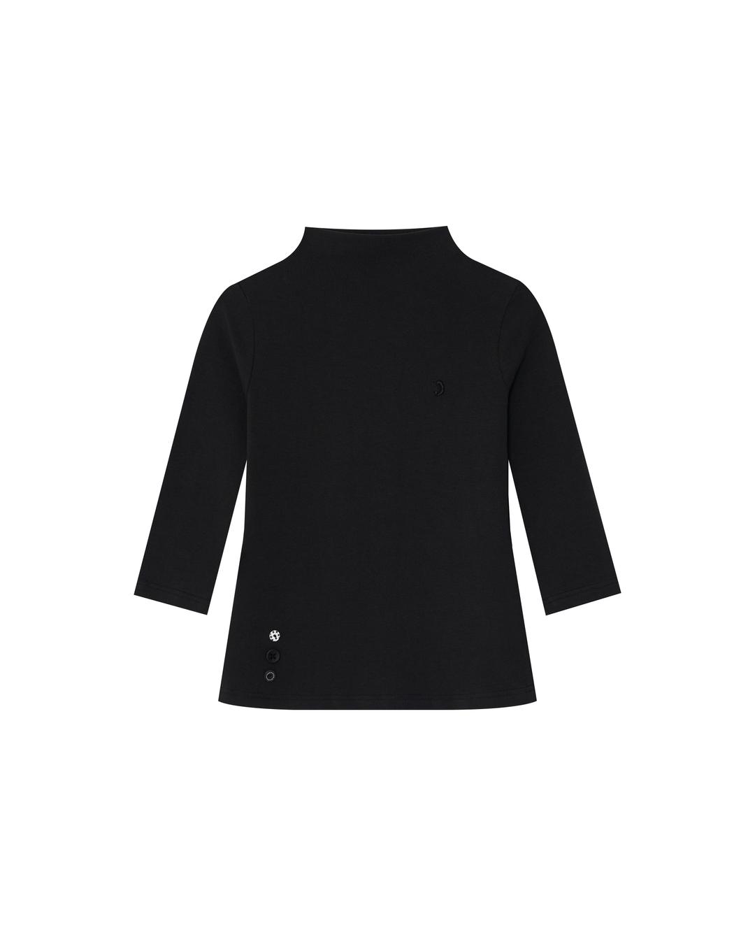 HALF NECK CAPRI SLEEVE TOP [BLACK]