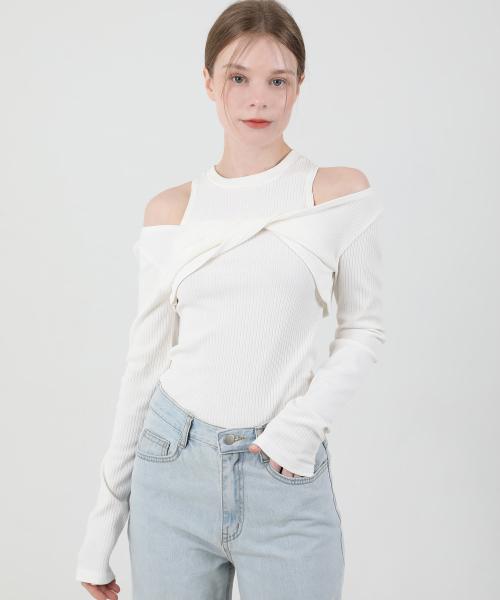 까트린(CATTLINE)  레이어드 꼬임 티셔츠 나시세트 (화이트) - 사이즈 & 후기 | 무신사