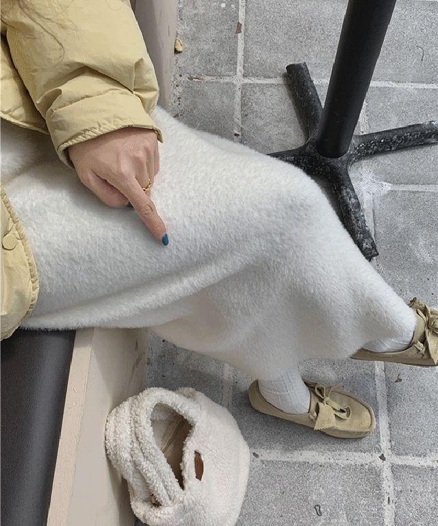 [겨울신상☃/한겨울까지]줄리엣 뒷트임 밍크 롱 스커트(3col)