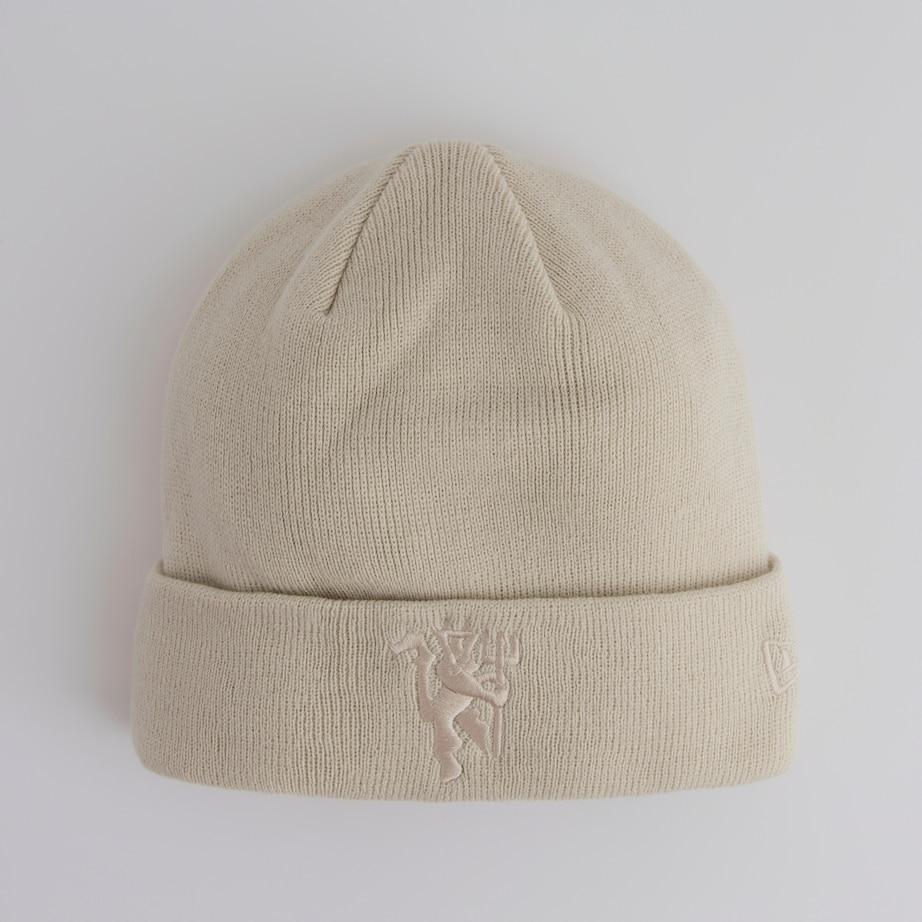 Manchester United x New Era Tonal Devil Cuff Beanie Stone