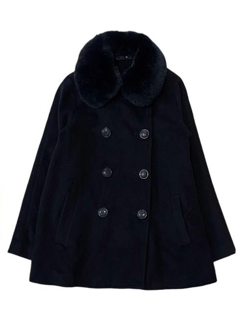 rabbit fur detail wool mix jacket